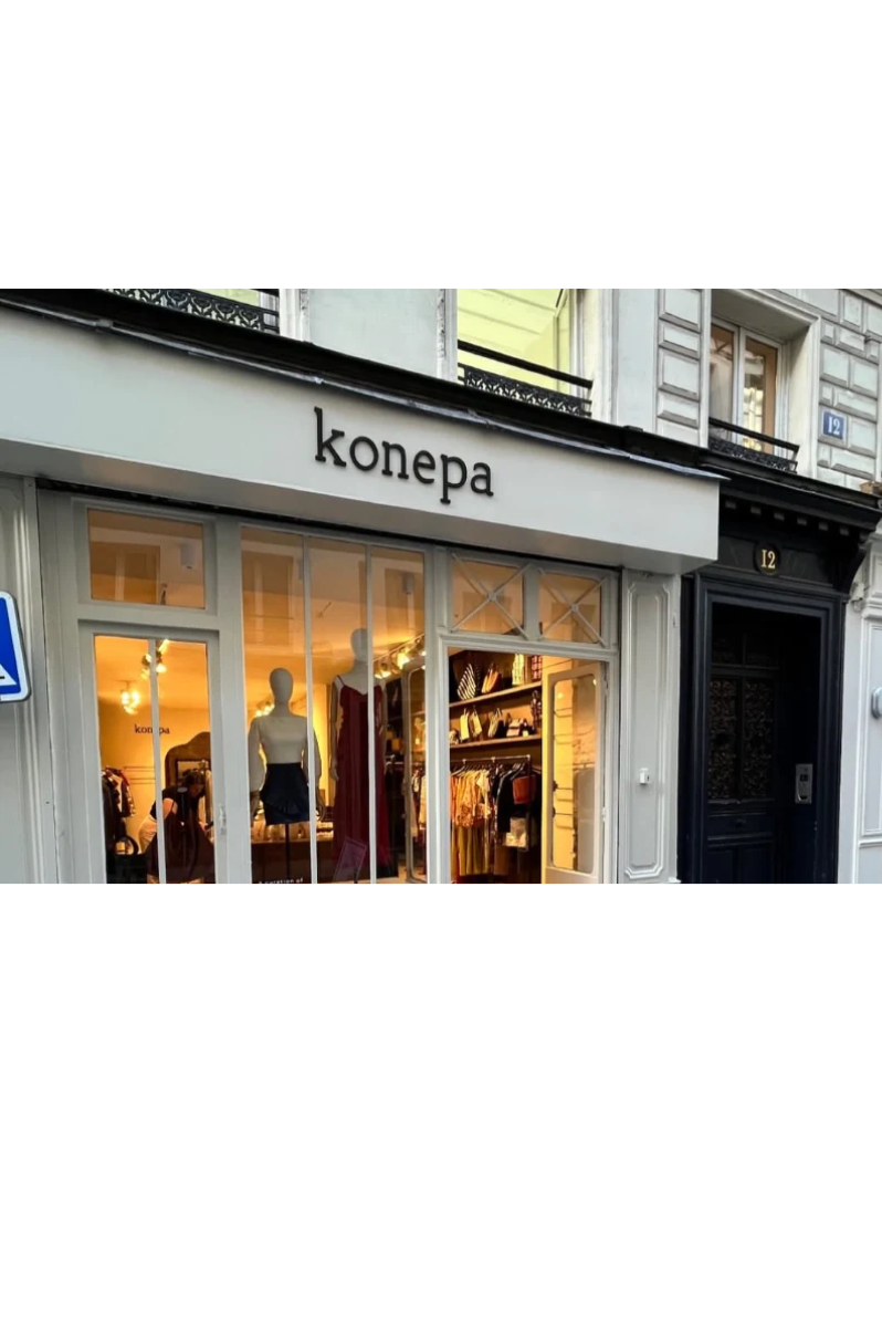 Storefront of KONEPA at 12 rue Mandar, in the Montorgueil district of Paris.