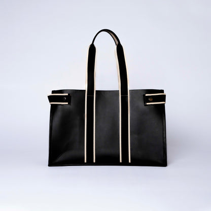 NUMÉRO 01 by atelier &LAB — front view highlighting a clean, sculptural silhouette with composed volume in premium upcycled full-grain calf leather, Paris.