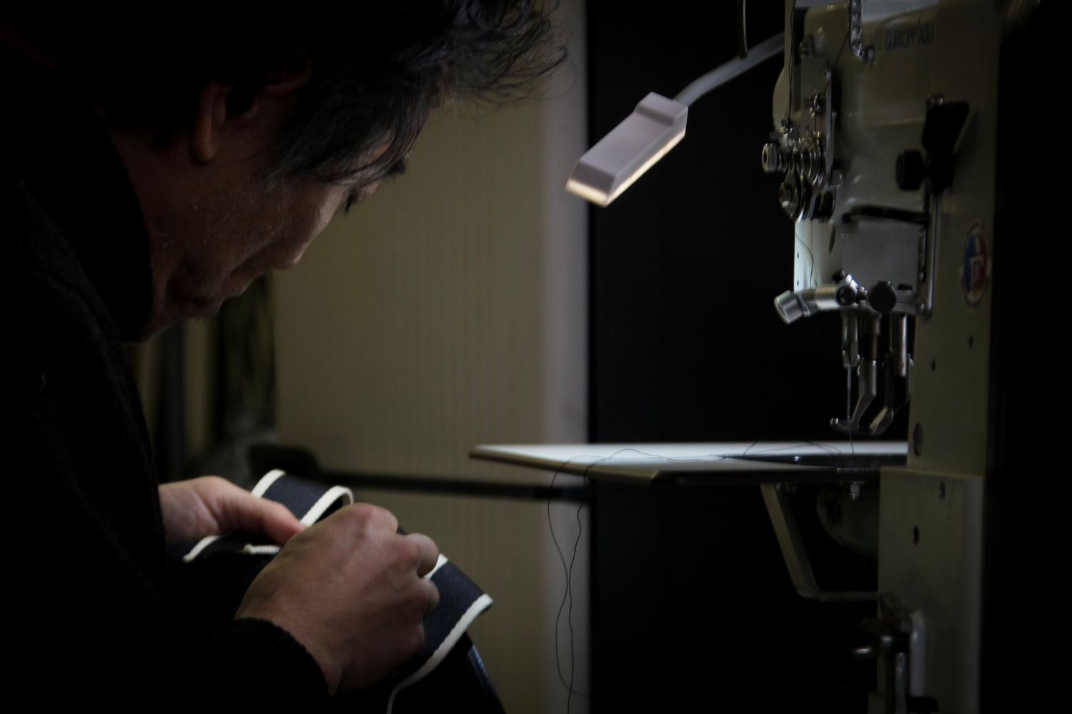 Structural stitching detail — design process at &LAB studio, Paris.